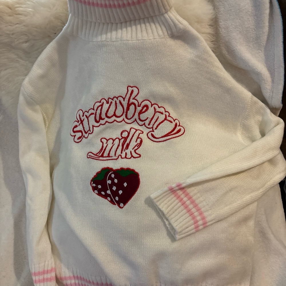 Strawberry Milk Sweater with Pink Accents